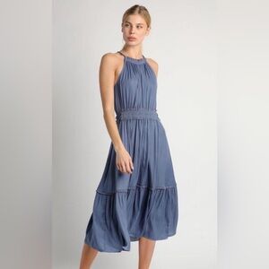 Current Air Dusty Blue Halter Midi Dress